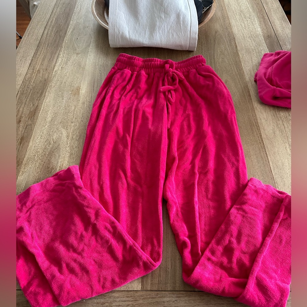 Daily Drills hot pink terry cloth pants